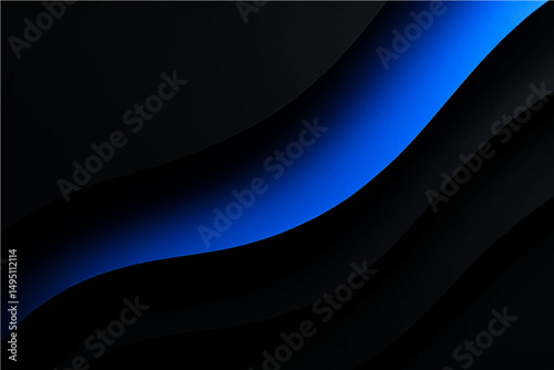 Abstract blue wave pattern with flowing lines and smooth curves, a digital art background template.
