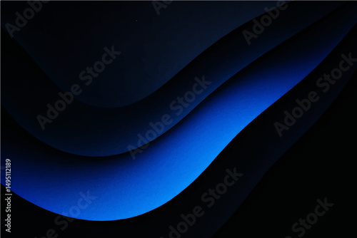 Abstract blue wave pattern with flowing lines and smooth curves, a digital art background template.