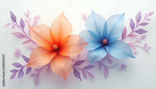Close-up dreamy watercolor blossoms