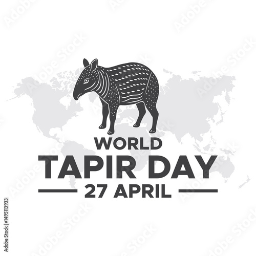 vector graphic of world tapir day. world tapir day celebration. World Tapir day. April 27. Tapir line icon. Abstract line. Doodle. Flat design vector. flat design. flyer design.flat illustration.