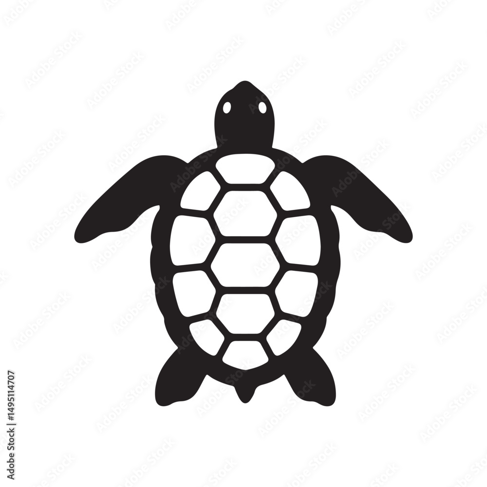 Fototapeta premium Black Turtle Silhouette Top View