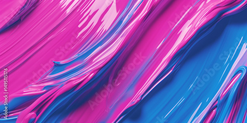 Abstract swirling pink and blue paint with glossy and fluid texture for background