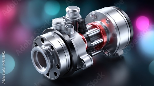 High tech Industrial Machine Part Detailed Closeup Advanced Engineering Design