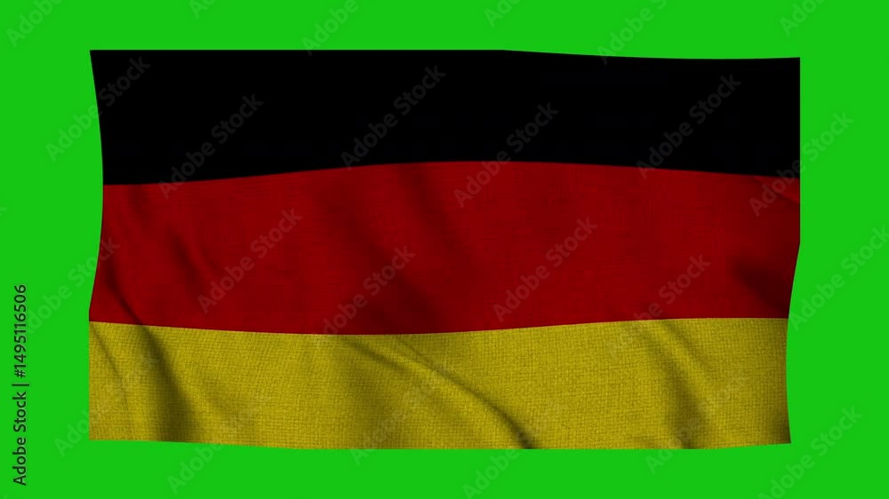 Germany flag animation on green screen background seamless loop. 4K