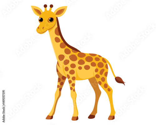 giraffe calf with spots and long neck standing