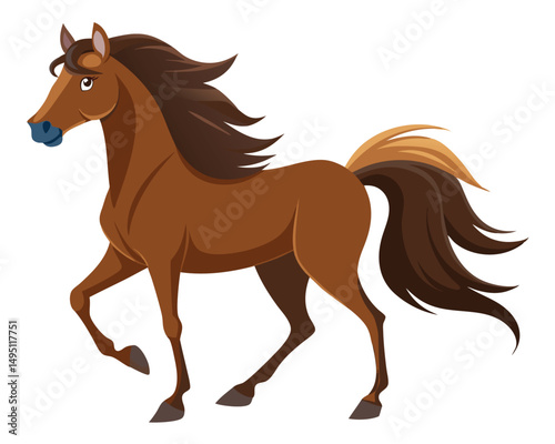 graceful horse with flowing mane and sleek brown coat