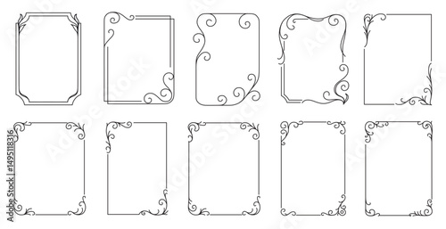 Set of Elegant Vintage Frames. Editable vector outlines are perfect for invitations, wedding cards, menus, certificates, scrapbooking..eps