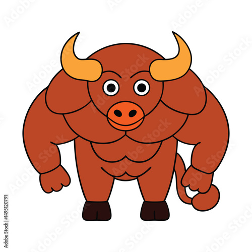 muscular buffalo with impressive horns and strong build