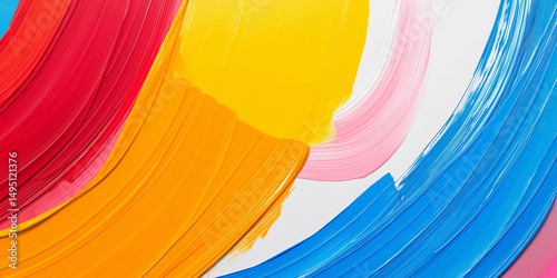 Colorful abstract acrylic paint strokes on white background creating dynamic artistic swirls
