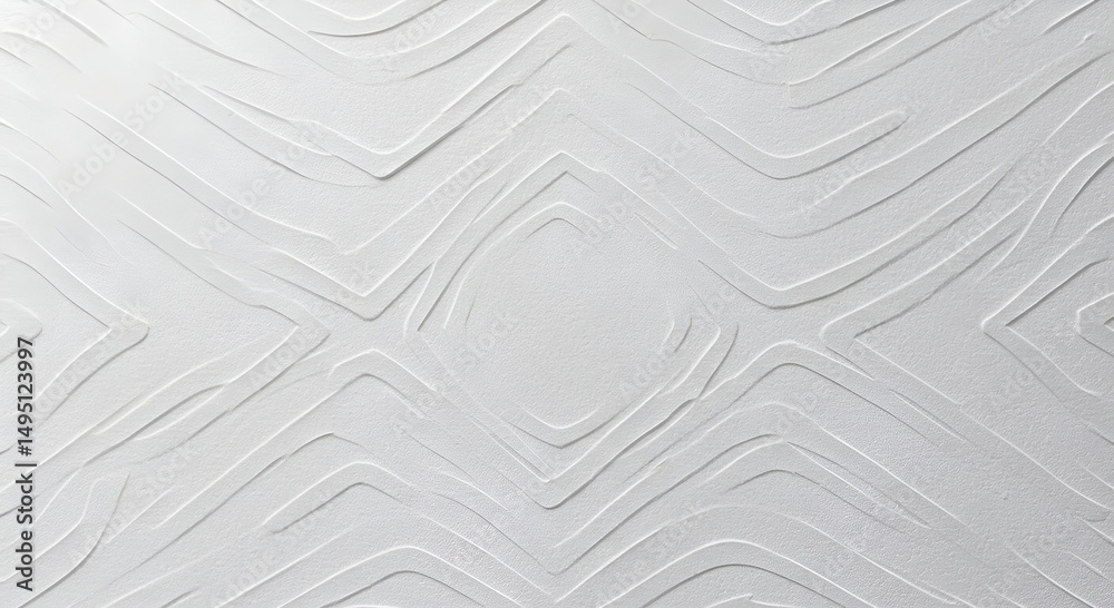 Obraz premium Abstract white textured surface with geometric patterns. Detailed surface texture with linear design elements. Interior design material sample -