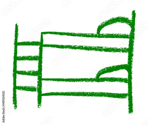 Double Decker Bed Furniture Related Icon Crayon Chalk Drawing Vector