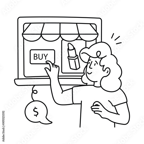 Online Store vector outline illustrations. EPS 10 file