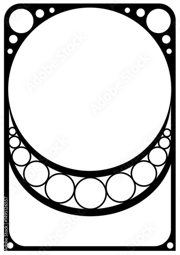 Art Nouveau Vector A4 Portrait Frame transparent border with circles cutout black scalable svg wedding anniversary birthday magical party invitation sign vintage retro bohemian boho circle deco style