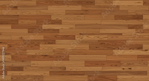 Brown hardwood flooring seamless texture with varied wood grain patterns. Neutral toned wooden plank flooring showing natural wood grain.
