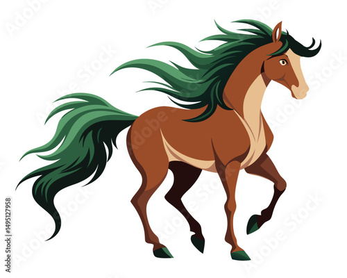 wild horse with flowing mane and powerful build galloping