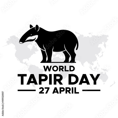 vector graphic of world tapir day. world tapir day celebration. World Tapir day. April 27. Tapir line icon. Abstract line. Doodle. Flat design vector. flat design. flyer design.flat illustration.