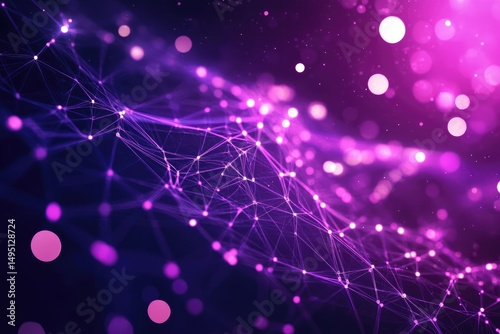 Abstract network design with vibrant purple highlights.