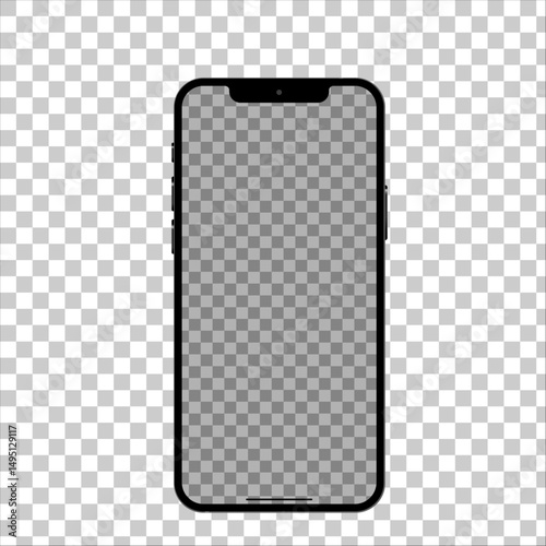 Realistic smartphone mockup vector illustration on transparent background