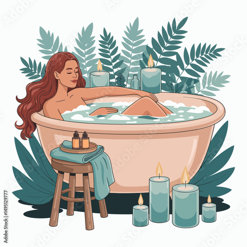 Self-care concepts (baths, journaling, therapy) 