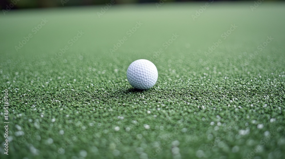 A white and green golf ball on a green grassy field with a blurred background. A white and green golf ball on a green grassy field with a blurred background.