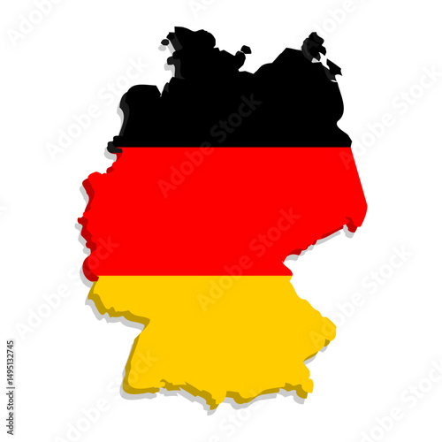 Germany territory map with national flag colors