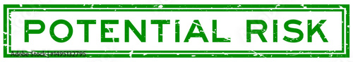 Grunge green potential risk word square rubber seal stamp on white background