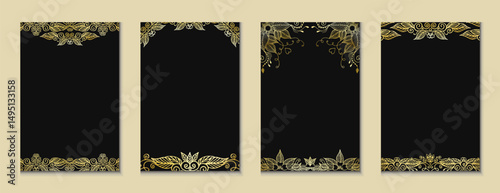 Golden Ornament Borders Frame Vector Set