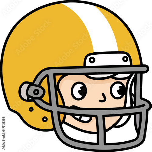Adorable Cartoon Football Player Wearing a Golden Helmet  A Fun Illustration for Sports Fans and Kids