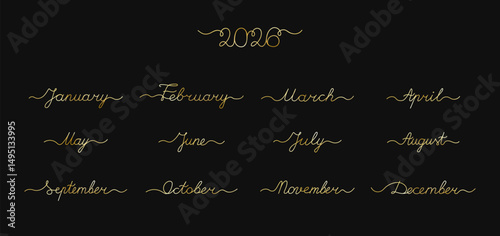 2026 Golden Months Hand Scripting Lettering Set