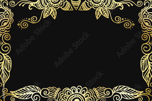 Intricate Golden Mehndi Frame Vector