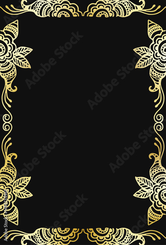 Golden Mehndi Vector Frame Template