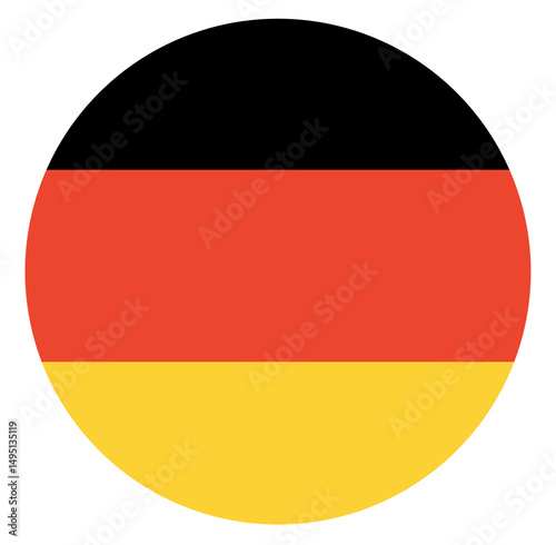 Round flag of Germany. Circle German flag isolated. photo