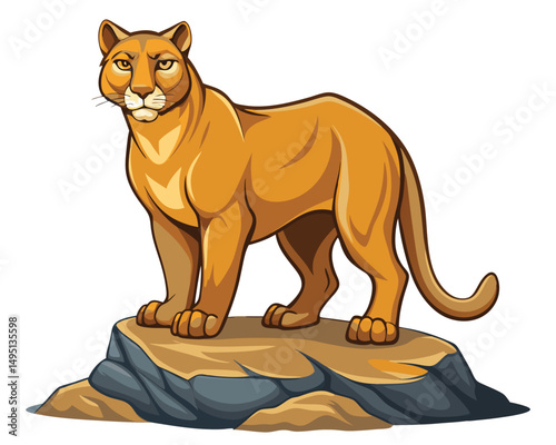cougar with muscular build and yellowish brown coat