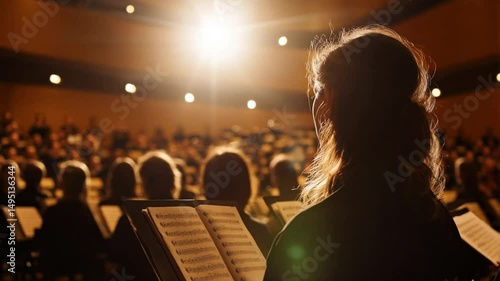 Talented musicians gather in an impressive concert hall, showcasing their skills while the bright spotlight illuminates the atmosphere during a mesmerizing performance.
