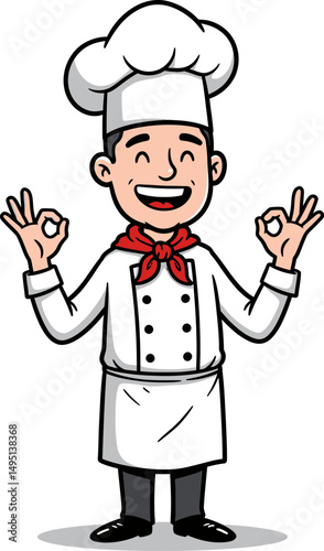 Happy Chef Cartoon Character Culinary Illustration, Perfect for Food Blogs, Restaurant Menus, and Cookbooks