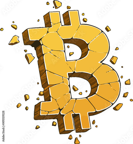 Crumbling Bitcoin A Visual Representation of Cryptocurrency Volatility and Market Instability