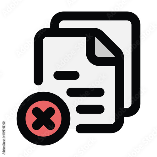 Simple Contract Canceled colorful icon. The icon can be used for websites, print templates, presentation templates, illustrations, etc	