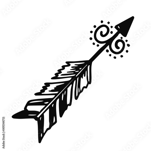 Stylized Arrow Design Featuring Spirals Perfect for Creative Projects and Artistic Expressions