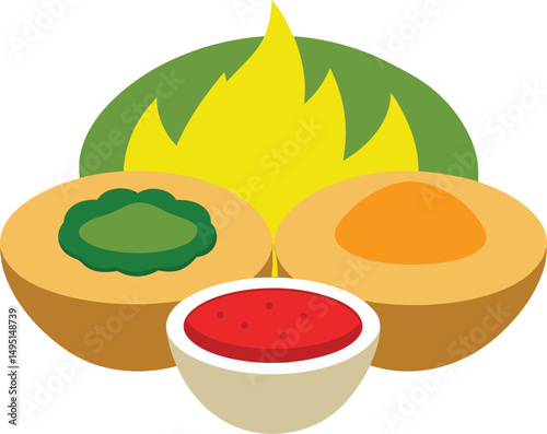 Traditional Halal Food Vector Set – Biryani, Tea, Sweets, Kebabs, Food Vector, Colored food vector