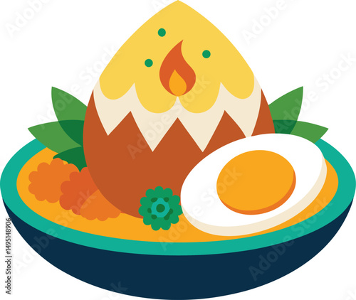Traditional Halal Food Vector Set – Biryani, Tea, Sweets, Kebabs, Food Vector, Colored food vector