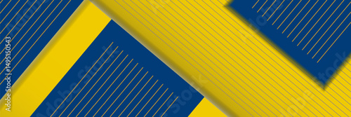 Modern geometric banner design. Blue and Yellow background with stripes,eps10