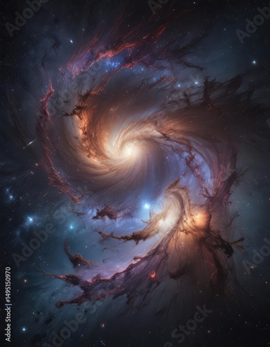 Vast, star-dusted galaxy, swirling nebulae, intense starlight ,  graphic,  pattern,  vast