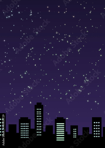 星空×ビル(深紫)