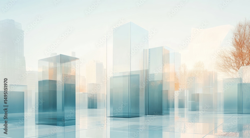 Obraz premium Modern cityscape with translucent structures