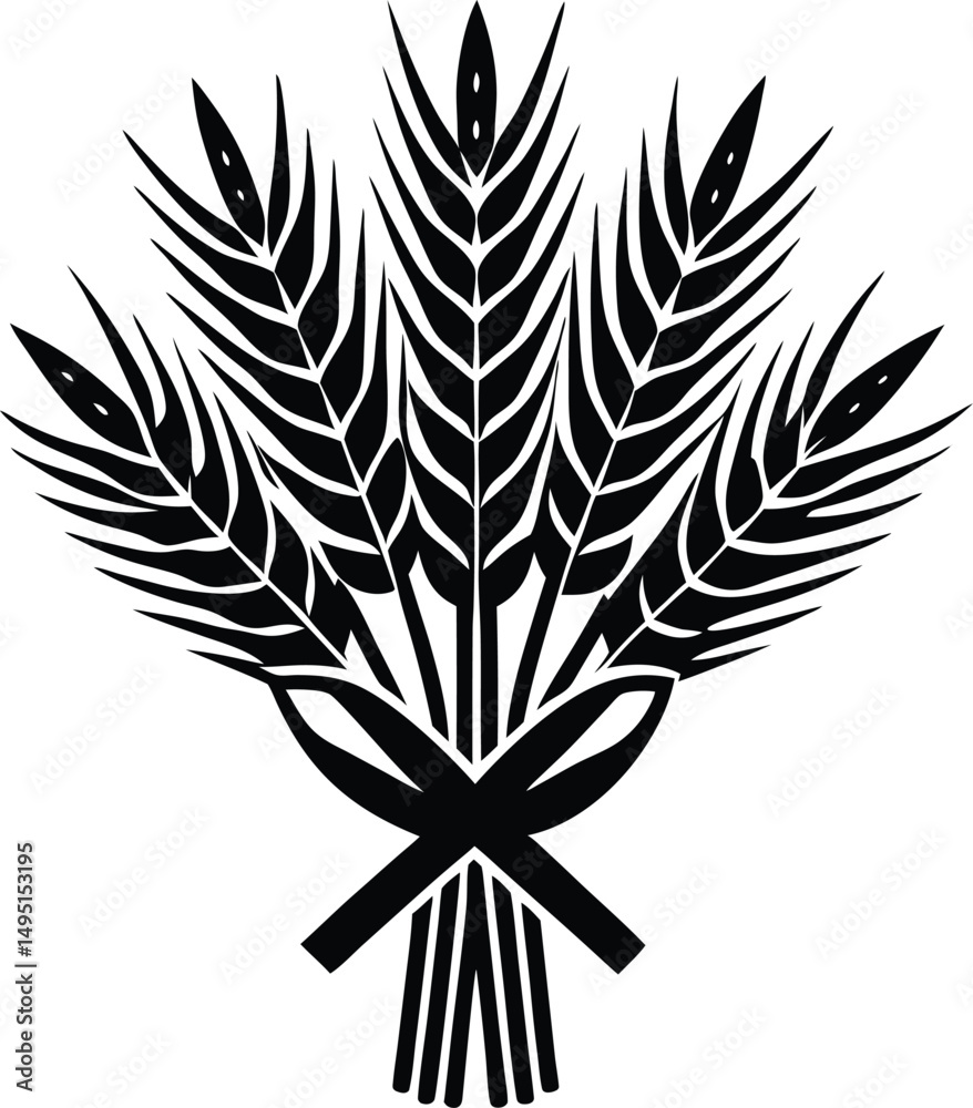 Fototapeta premium Minimalist Black Wheat Sheaf Silhouette Rustic Farm Patriotic Design