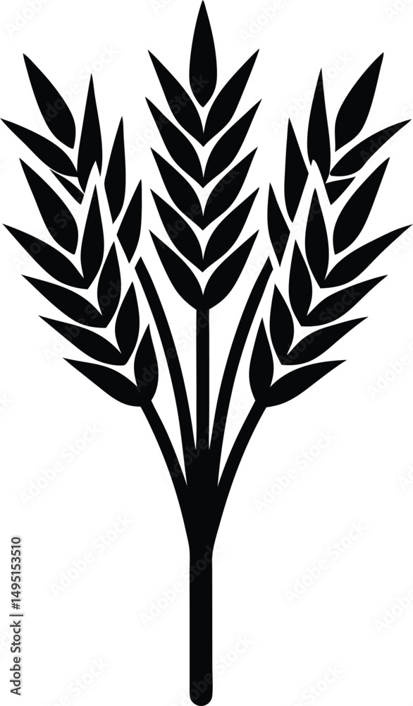 Obraz premium Minimalist Black Wheat Sheaf Silhouette Rustic Farm Graphic
