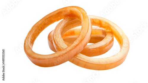 Fresh Raw Onion Slice Rings Isolated White Background Food Cooking Ingredient
