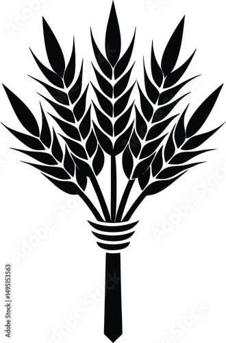 Minimalist Black Silhouette of a Wheat Sheaf Rustic Farm Graphic