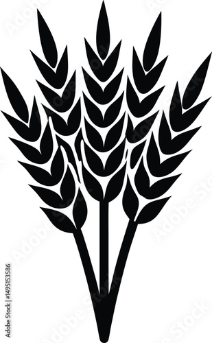 Minimalist Black Silhouette of a Wheat Sheaf Rustic Farm Design Element