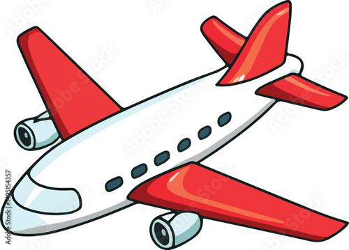 Cartoon Airplane in Red and White